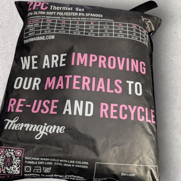 THERMAJANE Blue Thermal Base Layer Set Crew Neck Top and Pants NEW Women's XL - Picture 3 of 10